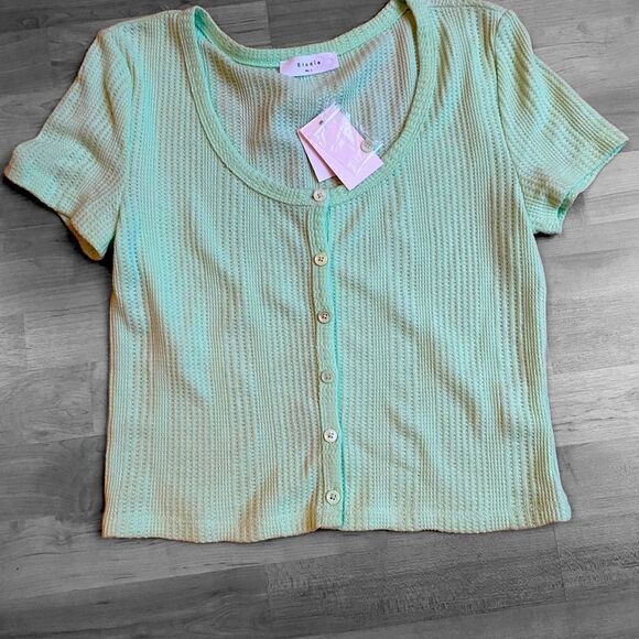 Elodie Waffle Crop Top Sz L NWT - Picture 1 of 2